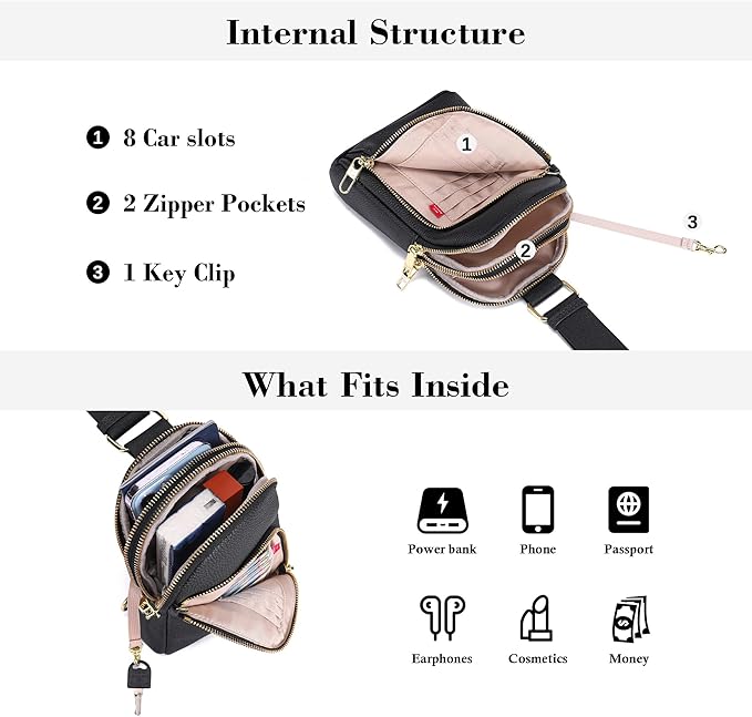 INICAT RFID Blocking Sling Bag,Anti Theft Crossbody Bags for Women,Travel Gifts Fanny Pack Cross Body Purses Woman Leather