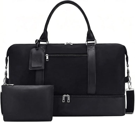 Women's Weekender bag Travel Duffel Bag with Shoe Compartment 21-inch Airline-Approved Carry-On, 2-Piece Overnight Bag Set Personal Item Luggage by GAYUAPEIABAG
