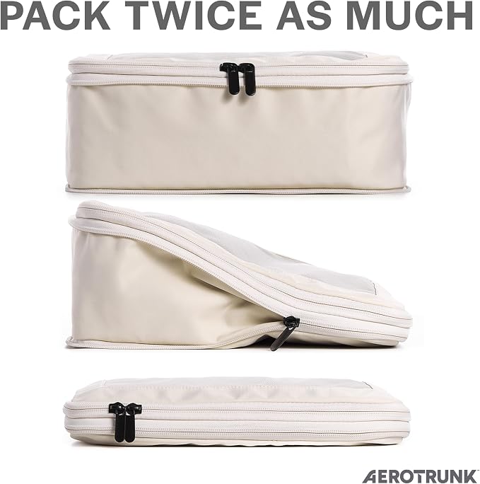 Aerotrunk Compression Packing Cubes for Travel - Luggage Organizer Bags - Double Zipper Packing Cubes for Suitcases (6-Pack, Beige) - Image 2