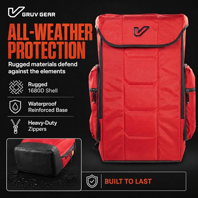 Gruv Gear Travel Laptop Backpack, 36L Red Tech Backpack with Modular Storage Shelves, Dual Access Pockets & TSA-Friendly Design, Large Carry-On Backpack for Work, Travel & Gear Organization - Image 2