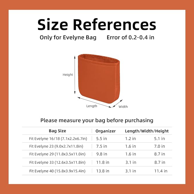 DGAZ Silk Purse Organizer Insert for Evelyne Bag(Vitality orange,PM) | Soft and Lightweight,Perfect Fit,Multi-pocket Storage,Bag Protector,Luxury Bag Care,Handmade,for Smooth Bag Organizer - Image 6