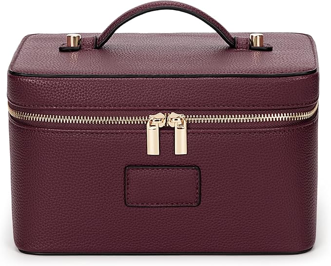 HiTotes Makeup Bag Large Vanity Case for Women Travel Cosmetic Bag Makeup Case Organizer Leather Travel Toiletry Bag by HiTotes