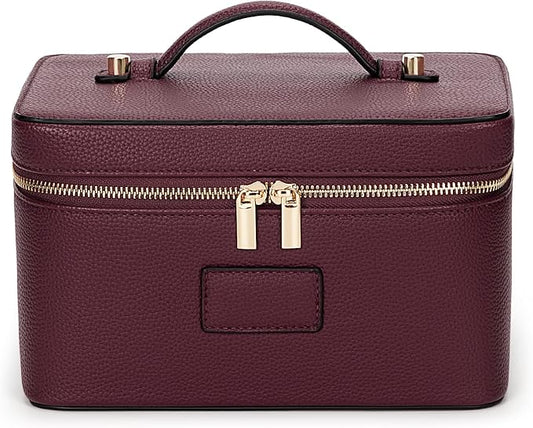 HiTotes Makeup Bag Large Vanity Case for Women Travel Cosmetic Bag Makeup Case Organizer Leather Travel Toiletry Bag by HiTotes
