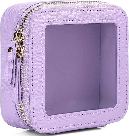 Pinkmik Mini Clear Makeup Bag, Purple, MINI | Small Size, Zipper Closure, Cosmetic & Toiletry Case, Purse Organizer, Car Essentials by Pinkmik