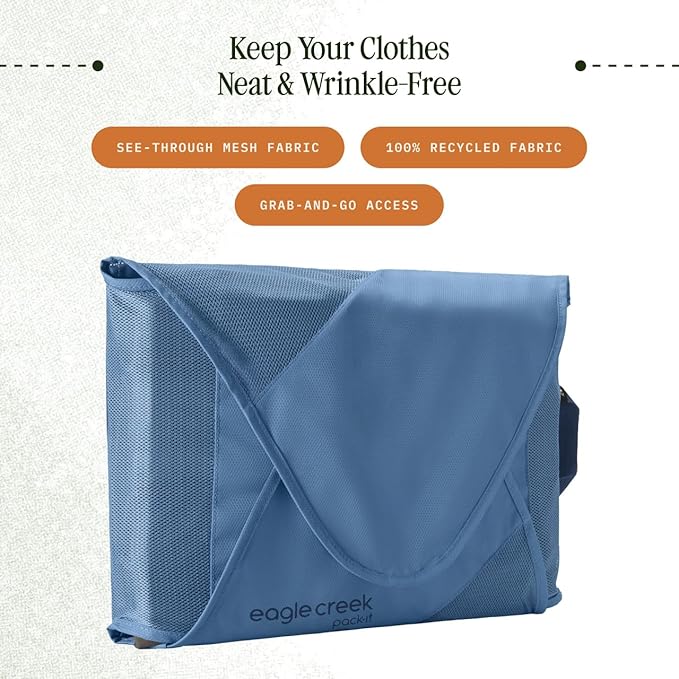 Eagle Creek Pack-It Reveal Garment Folder - Travel Garment Bag with Compression Wings to Maximize Luggage Space - Convenient Top Handle - Quick Drying Material - Blue Dawn - Large - Image 2