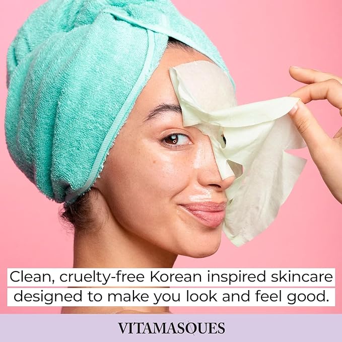 Vitamasques Hydrating Face Masks Electrolyte Watermelon - 7 Pack Korean Sheet Masks for Moisturizing, Plumping & Boosting Elasticity - Vegan Facial Mask Skincare with AHA, BHA, PHA & Niacinamide