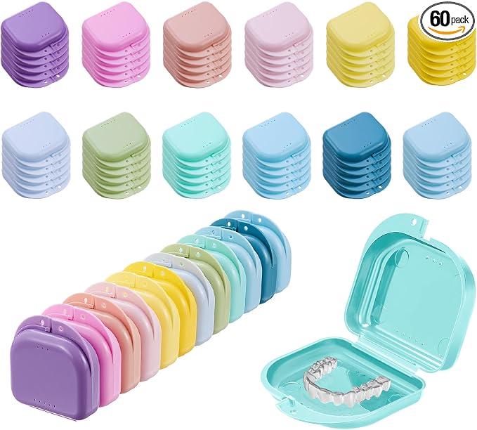 Sherr Dental Retainer Case with Holes,60 Pcs,12 Pastel Color by Sherr