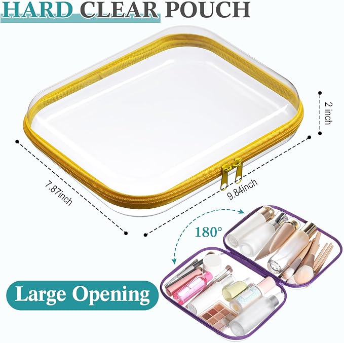 Sanwuta 6 Pcs Clear Hard Zipper Case Plastic Zipper Pouches Transparent Makeup Bag Pencil Case Pouches Toiletry Diaper Bag for Travel Toy Storage Organizer Bins - Image 2