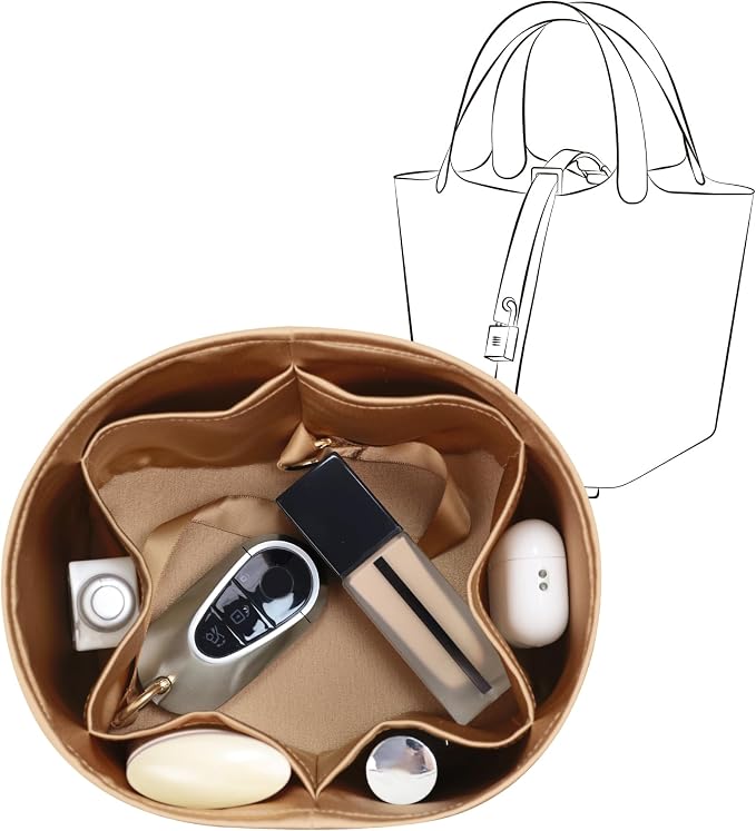 Fits for Picotin 18 Bag Insert, Premium Silk Purse Organizer Insert, Smooth Touch & Lightweight， Luxury Handbag Organizer with Gift Box Fits For Hermes(PC18,Chai) by JLYZMoon