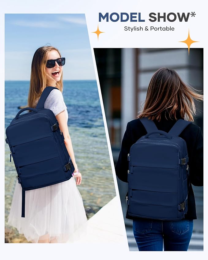 coofay Travel Backpack Carry On Backpack Personal Item Travel Bag Mochila De Viaje Carry On Backpack For Airplanes Traveling Backpack For Women Gym Backpacks College Backpacks Sapphire Blue - Image 3