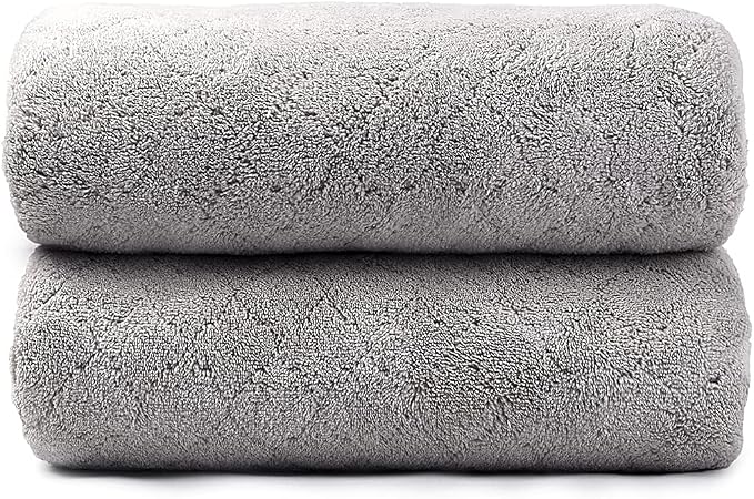JML Microfiber Bath Towels, Oversized, Ultra Soft, Super Absorbent and Fast Drying, No Fading and Multipurpose Use for Sports, Travel, Fitness, SPA and Yoga (Coral Fleece - Grey, 30 in x 60 in) - Image 2