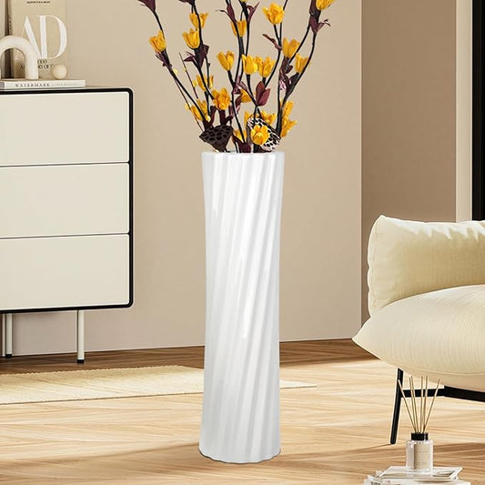 Ceramic Tall Vases for Floor,24 Inch Large Floor Vase,Decorative Floor Vase for Pampas Grass Minimalist Design Centerpiece,Living Room,Home Decor for Your Pal,Beloved and Family