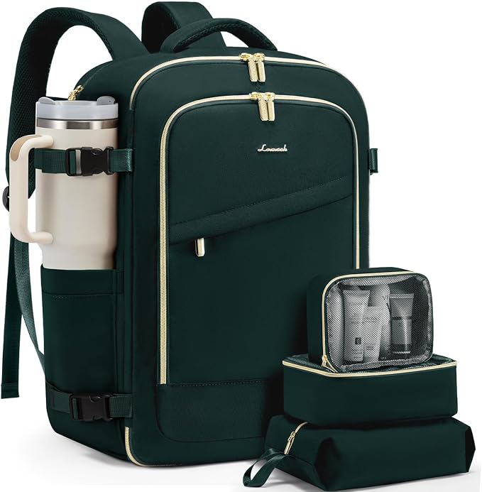 LOVEVOOK 40L Travel Backpack for Women, Carry On Flight Approved, Large Personal Item Bag, Fits 17 Inch Laptop, TSA Approved Luggage with 3 Packing Cubes, Waterproof Weekender Gym Backpack by LOVEVOOK
