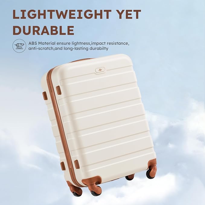 Suitour 4 Piece Luggage Sets, Hard Shell Suitcase Set with Spinner Wheels 16 20 24 28inch Travel Sets(Beige Tan) - Image 2