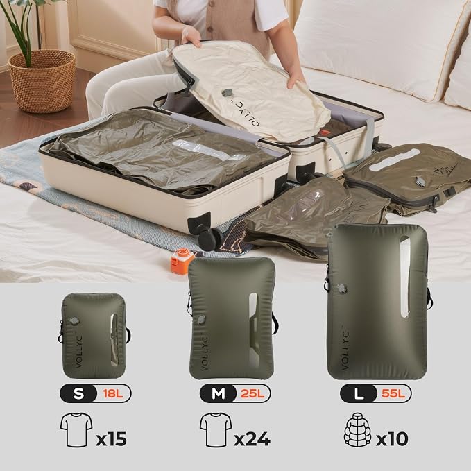 4 IN 1 Vacuum Travel Bags with Wireless Pump, Compression Packing Bags for Luggage & Carry-On, Waterproof Anti-Tear Nylon, Stores 50+ Clothes, TSA-Ready Travel Essentials - Image 4