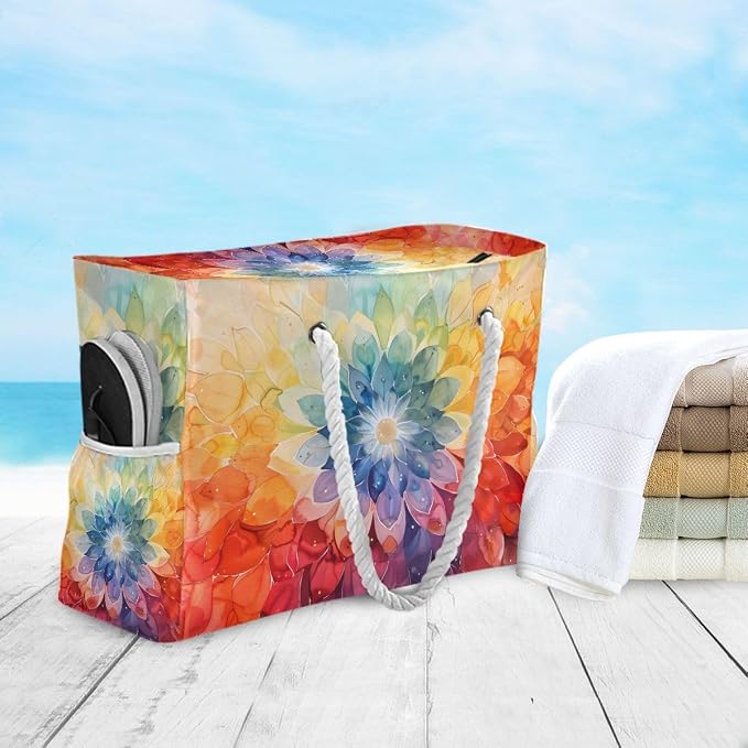 senya Large Beach Bags Totes Swim Canvas Tote Shoulder Bag Water Resistant Bags for Gym Travel Daily - Image 6