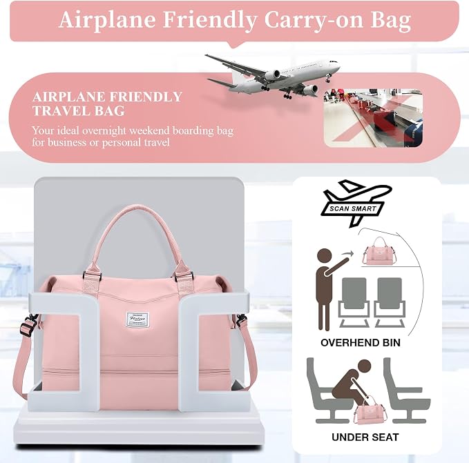 SYCNB Weekender Bags for Women,Personal Item Travel Bag with Shoes Compartment,Overnight Travel Duffel Bag with Separate Toiletry Bag&Mini Crossbody Bag,Gym Bag - Image 8