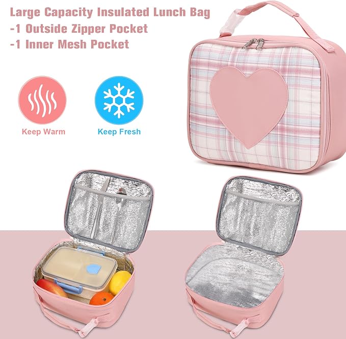 ACESAK Backpack for Girls - Bookbag Backpacks Schoolbag for Girls Kids Teen Women Casual Travel Daypacks - School Bag Elementary Middle School College Cute Backpack with Lunch Box (Pink) - Image 5