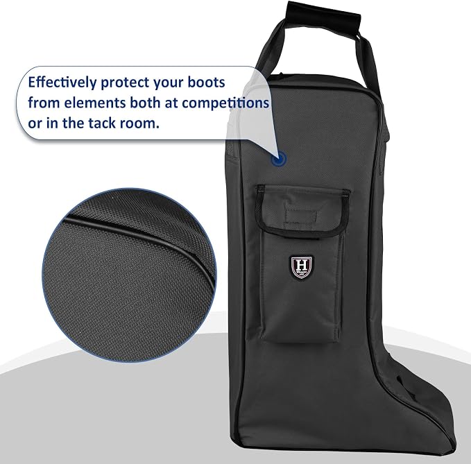 Harrison Howard Tall Boot Carry Bag Protect Rider Boots for Shows Competition Travel Long-lasting Boot Bag Black - Image 4