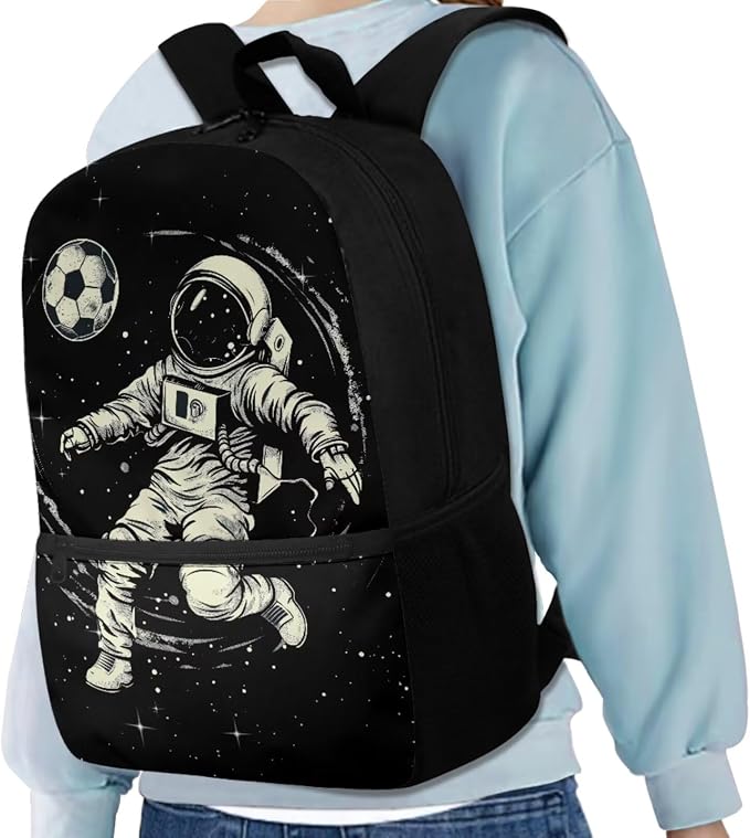 Space Astronaut Backpack for Kids Boys Backpack with Lunch Box Water Bottle Holder and Black Pencil Case 4PCS Set Bookbag with Front Pocket 17 inch Sturdy School Bag with Side Pocket for Girls - Image 2