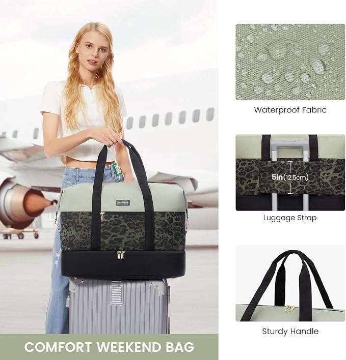 LOVEVOOK Weekender Bag for Women, Large Duffle Bag for Travel with 2 Packing Cubes, Carry on Overnight Bag with Shoe Compartment, Mom Hospital Bags for Labor and Delivery - Image 7