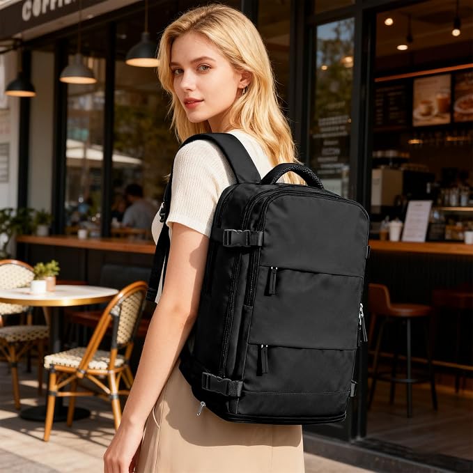 coofay Travel Backpack For Women Men Airline Approved Carry On Backpack Flight Approved Waterproof Sports Luggage Backpack Casual Daypack Small Hiking Backpacks Black Backpacks - Image 2