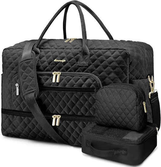 Large Women's Travel Duffel, Weekender with Shoe Compartment, Carry On Overnight Bag, Gym Duffel with Wet Pocket, Hospital Bags Set by LUOCIP