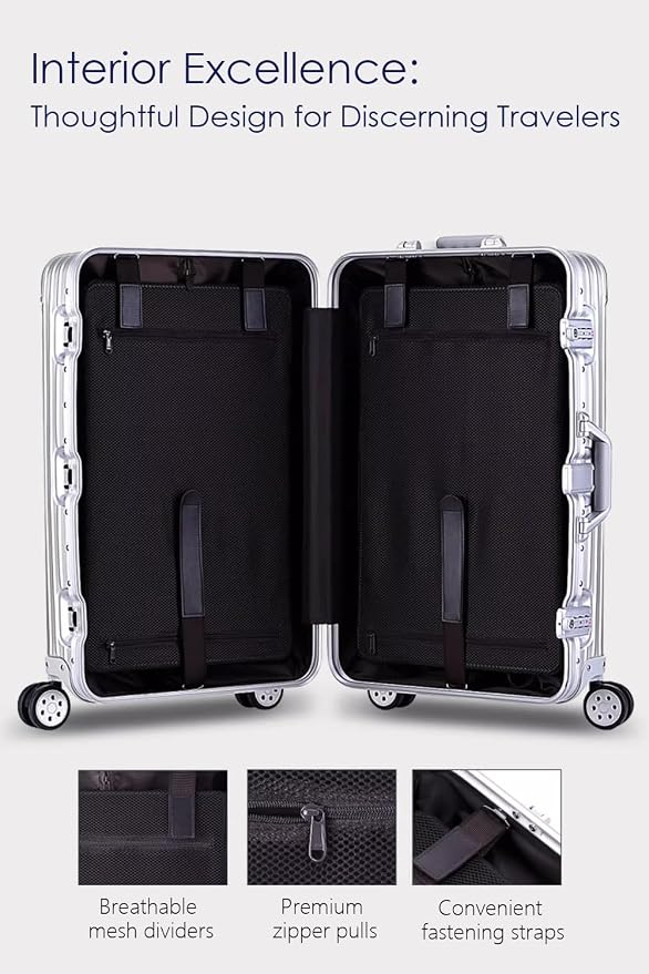 HotWay 28 Inch All Aluminum Checked in Luggage with Wheels, Hard Shell Zipperless Suitcase with TSA Locks, Large Travel Luggage, Silver - Image 6