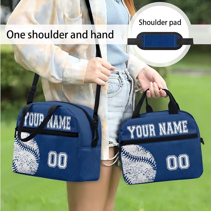 Boys Custom Baseball Blue School Backpacks Bookbags Laptop Daypack Knapsack Lunch Bag Pen Carrying Case Pouch Water Bottle Holder Bags with Name and Number for Girls Back to School - Image 3