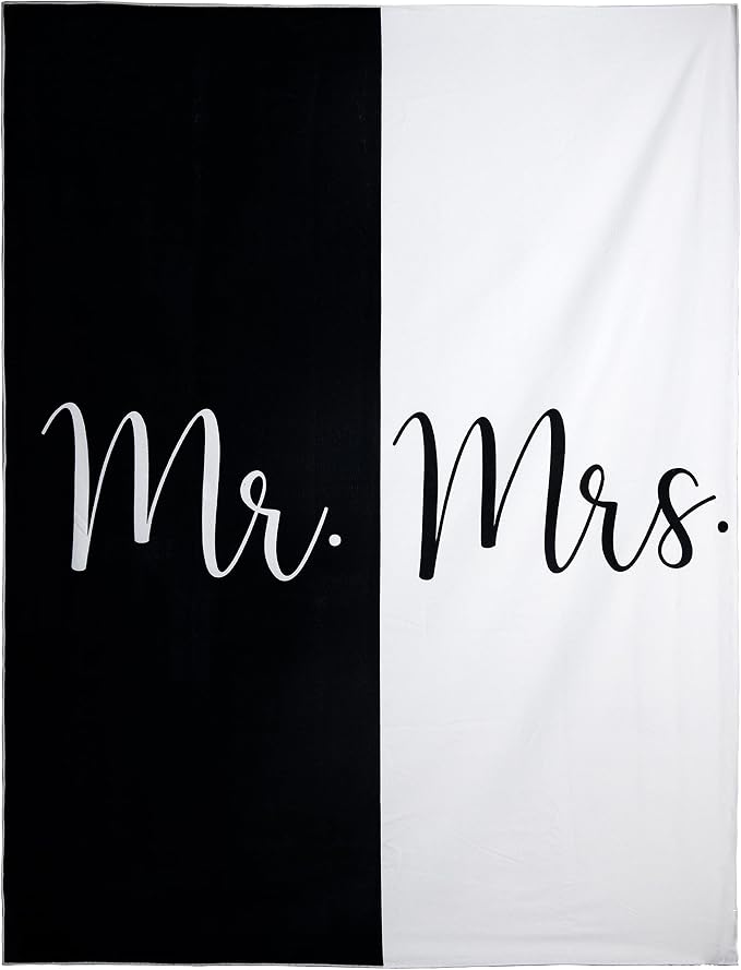 Ethisa Mr and Mrs Beach Towel - Honeymoon Just Married Towel For Beach - Wedding Gift for Newlywed Couple - Shareable Bride and Groom Towel Set - Thin Travel Friendly His and Her Beach Towel - 78"x59" by Ethisa