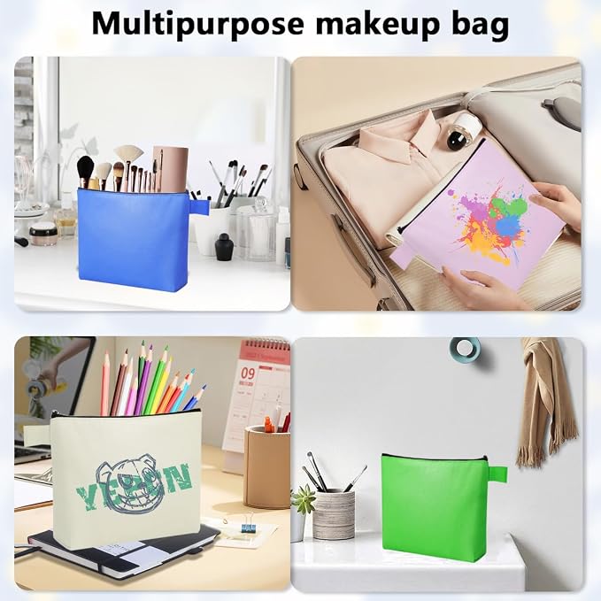 60 Pcs Canvas Makeup Bags Bulk Multi-Purpose Cosmetic Bag with Zipper Multi-Purpose Blank Travel Toiletry Bag Plain Blank Colored Bag for Travel Girls Pencil Craft, 15 Colors (9.8 x 5 x 2 Inch) - Image 6
