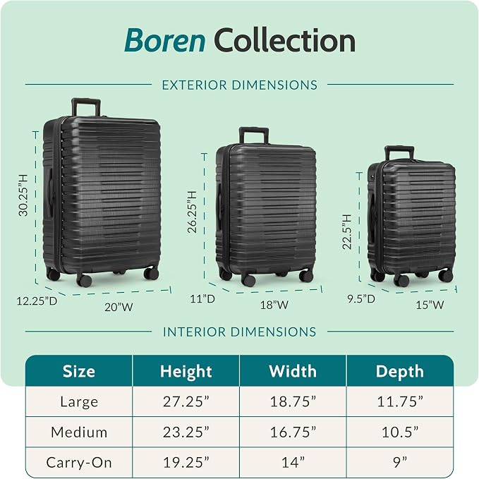 U.S. Traveler Boren Expandable Hardside Rugged Travel Luggage with 8 Spinner Wheels, Black, Checked-Large 30-Inch - Image 2