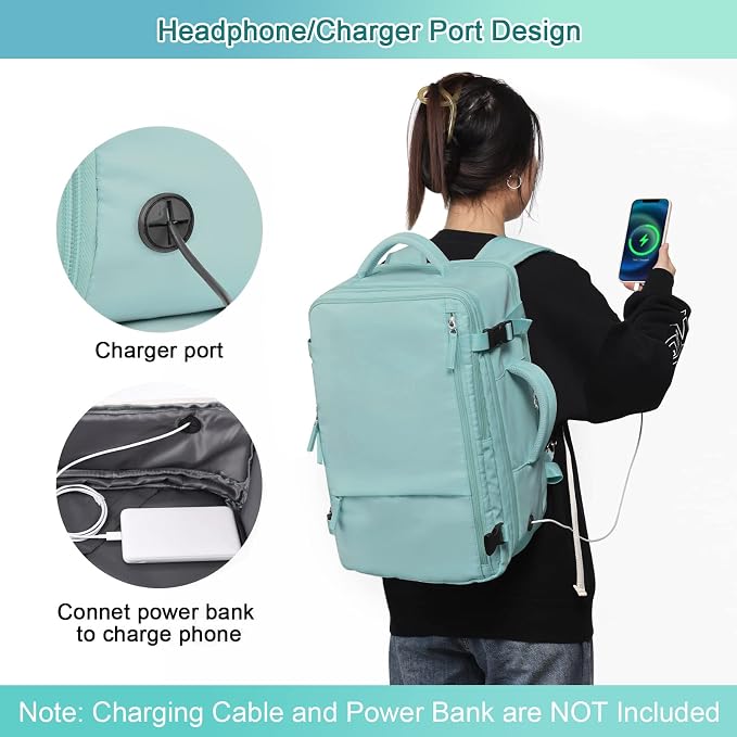 Sinaliy Large Travel Backpack for Women, 40L Carry On Backpack, 17 Inch Laptop Waterproof Backpack, College Bookbag, Backpack for Women, as Person Item Flight Approved | Waterproof Large Expandable College Bookbag, as Person Item Flight Approved with A... - Image 8