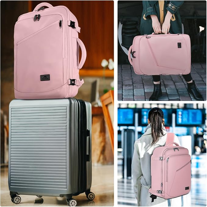 MATEIN Womens Travel Backpack, Extra Large Carryon Backpack for Airplane | Cute Weekender Daypack for Women, Traveling Accessories, Fit Overhead Bin, Water Resistant, Gifts for Frequent Traveler, Pink - Image 6