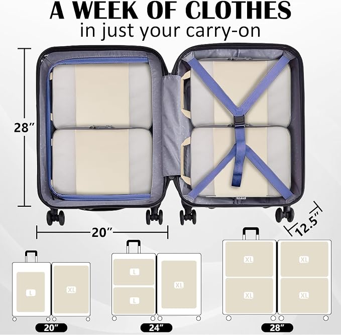 Extra Large Compression Packing Cubes, 2 Set Compression bags for Travel Packing Organizer, Expandable Compression Cubes for Travel, Beige Mesh - Image 6