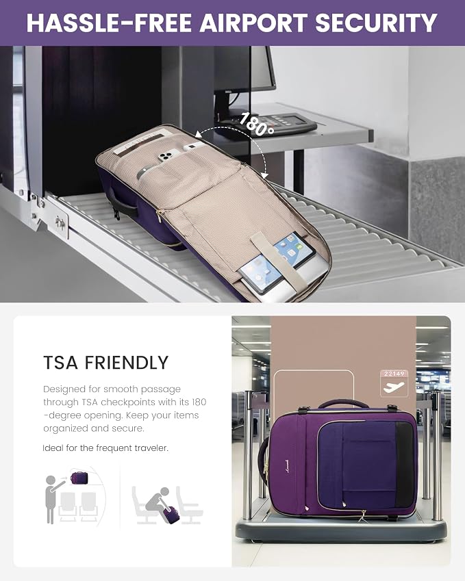LOVEVOOK 50L Travel Backpack for Women & Men - 18 Inch Carry On Backpack & Personal Item Backpack for Airlines, Spacious and Durable Design, with 3 Packing Cubes - Image 4