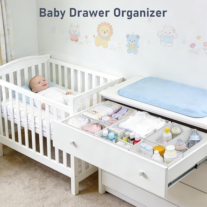 DIMJ Drawer Organizer Clothes - 28 Pack Baby Dresser Organizer for Nursery Closet Organization, Fabric Drawer Organizer Bins for Underwears Socks Bras, Foldable Storage Dividers for Bedroom - Image 2