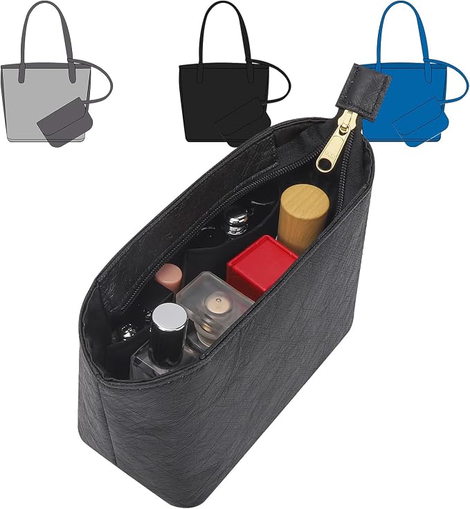 Tote Bag Organizer Insert Compatible with Handbag, Dupont Paper Purse Inner Suit for HandBag Shaper (Black, Mini) by CRAZYSMITH
