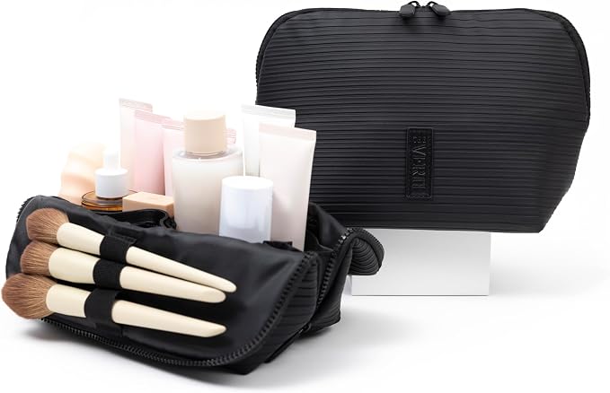 THE VERTI-Vertical Waterproof Makeup & Toiletry Bag | 23-Pocket Organizer with Upright, Fold-Down Design for Skincare, Toiletries & Essentials (Onyx, Medium) by Unknown