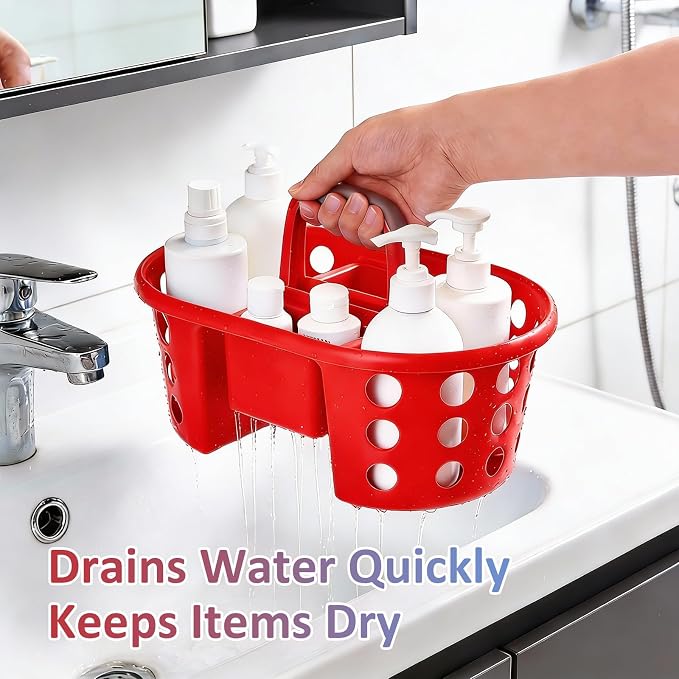 SIMPLYKLEEN Large Shower Caddy Portable 2PC - Made in USA Plastic Jumbo Size Dorm Storage Candy Tote with Handle Shower Organizer for Bathroom, Pantry, Kitchen, College Dorm, Red/Periwinkle - Image 9