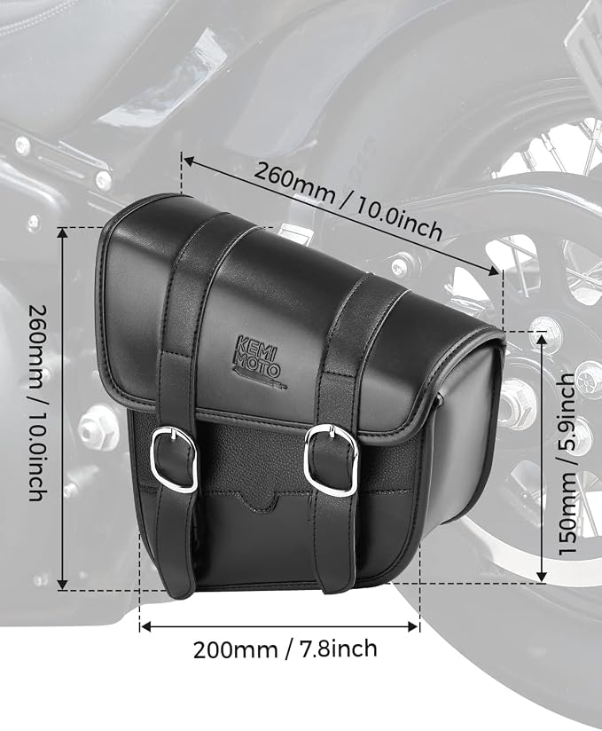 KEMIMOTO Motorcycle Swingarm Bag, Left Side Solo Bags Swing Arm Bags with Synthetic Leather for Softail Models Dyna Low Rider Fat Bob - Image 6