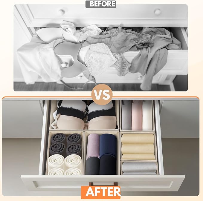 FANS-ONE Drawer Organizer Clothes - 21 Pack 3 Size, Light Beige | Foldable, Dresser Organizer for Baby Clothes, Underwear, Socks, Storage Bins for Nursery, Bedroom - Image 3