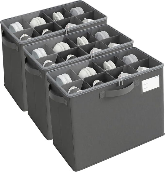 Varhomax Shoe Organizer Box for Closet, Small Fabric Storage Basket 3 Pack | Foldable Shoe Bin with Adjustable Dividers & Clear Cover, Saving Space Sneakers & Sandals Containersfor Entryway, Cubby by Varhomax