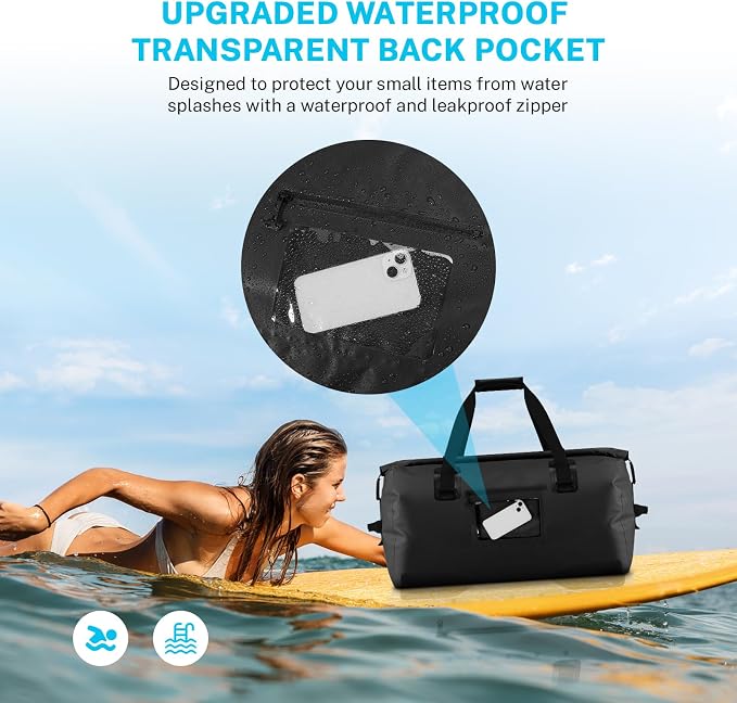 Gonex Extra Large Waterproof Dry Duffel Bag, Roll-Top PVC Gear Bag | Waterproof PVC, Roll-Top Closure, Wet Pocket, Shoulder & Hand Carry, Kayaking, Paddleboarding, Travel - Image 3