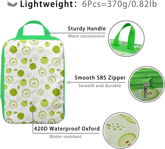 6 Pcs Compression Packing Cubes, Packing Cubes for Travel, Waterproof Luggage Organizer Bags Set, Cute Packaging Cubes for Women Kids Backpack Carry-Ons - Image 6