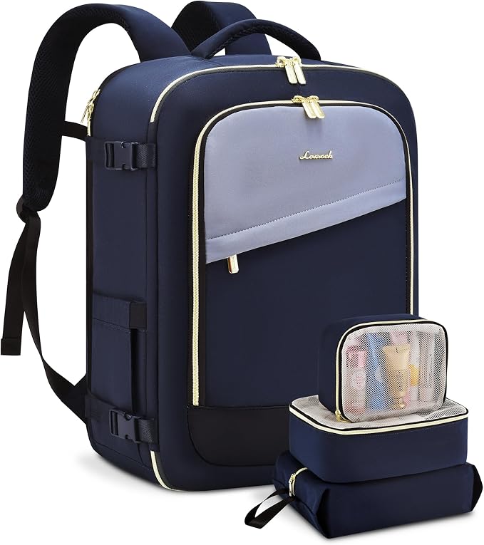 LOVEVOOK Travel Backpack for Women, 40L Carry On Backpack Flight Approved, Large Personal Item Bag Fits 17 inch Laptop, TSA Approved Luggage with 3 Packing Cubes,Waterproof Weekender Gym Essentials by LOVEVOOK