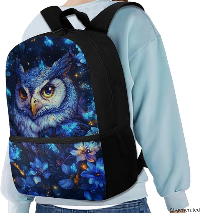 Blue Owl Kids School Backpack with Lunch Box Bag Girls 10-12 Lightweight Tote Bag with Water Bottle Pocket Pencil Pouch for School Picnic Vacation Travel Birthday Gifts for Students - Image 2
