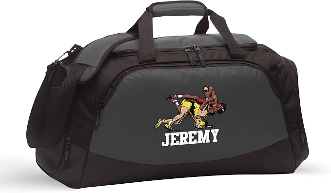 Alterd Industries Wrestling Duffel Bag - Personalized Wrestler Gym Bag, Girls Wrestling, wrestling bags for boys, Water Bottle, Backpack, Accessories (Male Wrestler, Charcoal/Black, Gym Bag Only) by VitalSignsNW