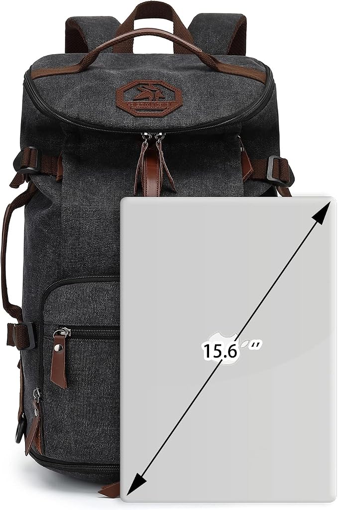 Kalesi Gym Duffle Bag Backpack 4-Way Vintage canvas with Shoes Compartment for travel Sport Hiking laptop (Vintage black) - Image 4