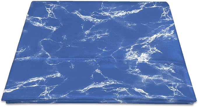 Pizuna Pure 100% Cotton Flat Sheets Only Twin XL Marble Blue (1 PC), Luxurious 400 Thread Count Long Staple Cotton Sateen with 4" Hem (Combed Twin XL Flat Sheet Only Cotton) by Pizuna